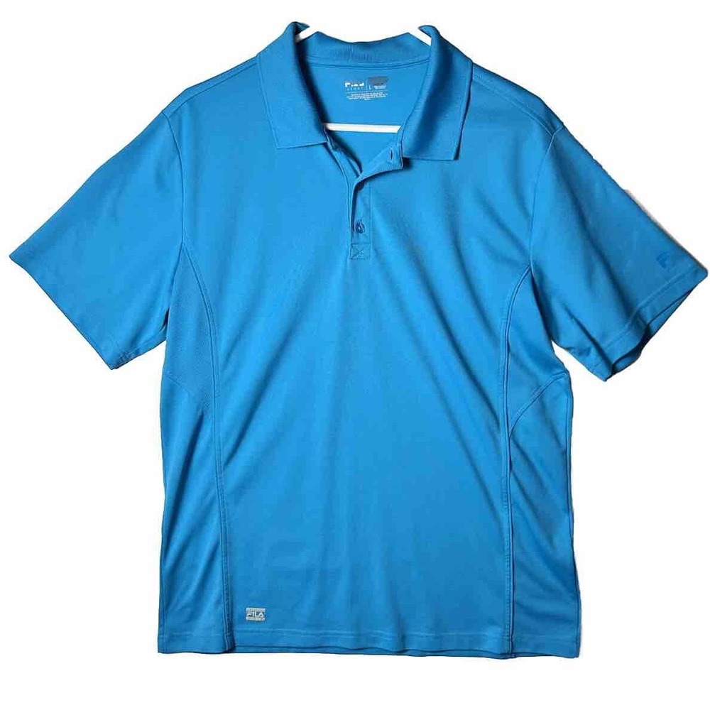 Mens Teal Green Fila Sport Short Sleeve‎ Golf Athletic Fit Polo Shirt Size Large